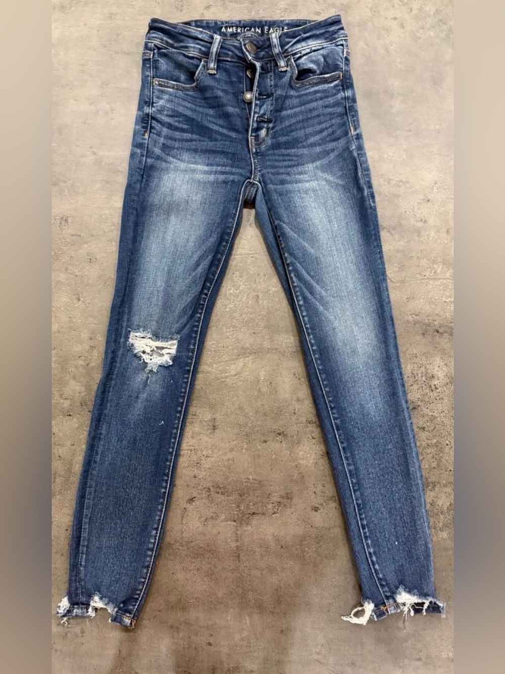 American Eagle Outfitters Blue Distressed Skinny Jeans